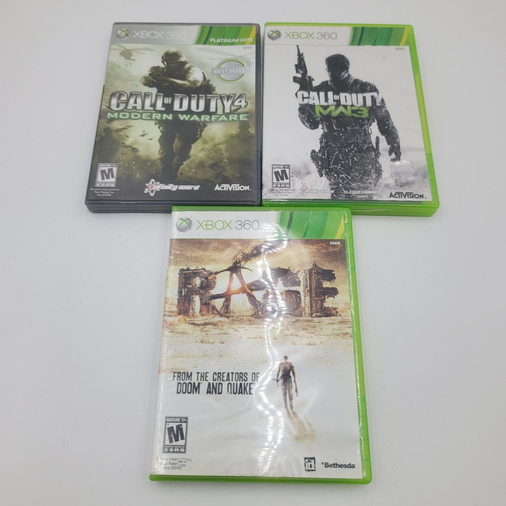 Xbox 360 Game Lot Call of Duty 4 Modern Warfare MW3 Rage Bethesda Activision